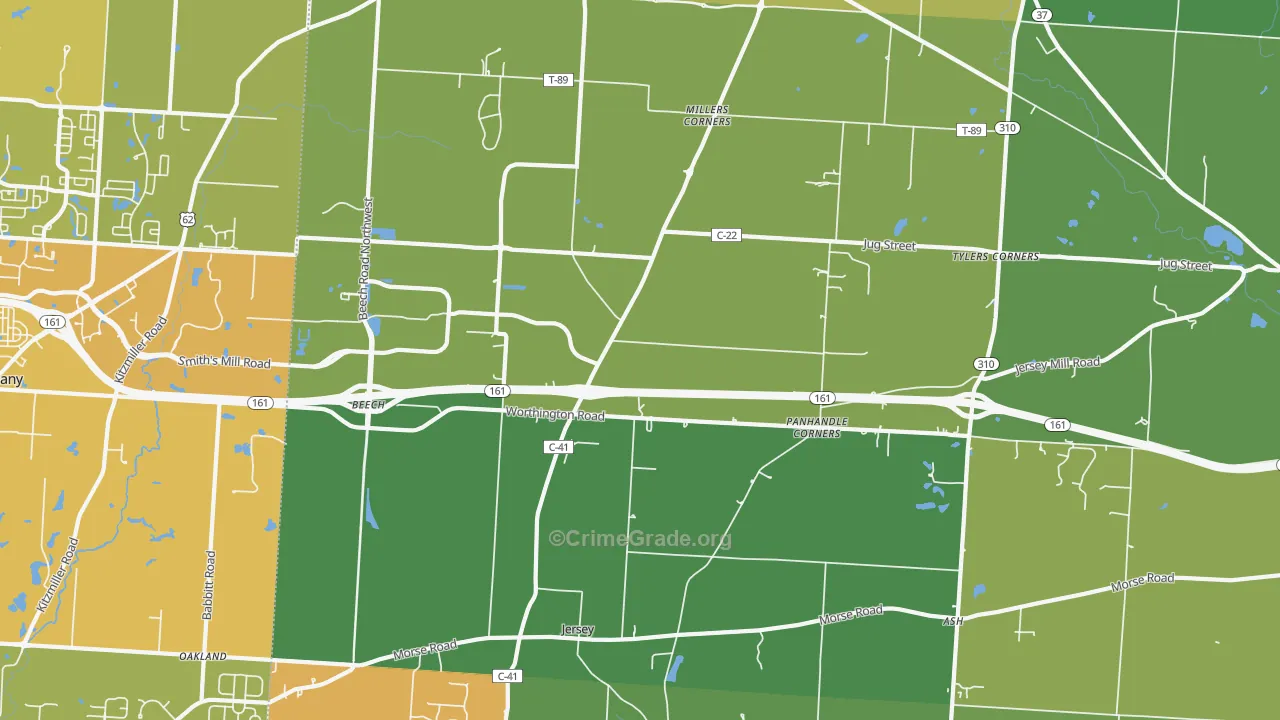 Jersey, OH Map of Drug-Related Crime Rates