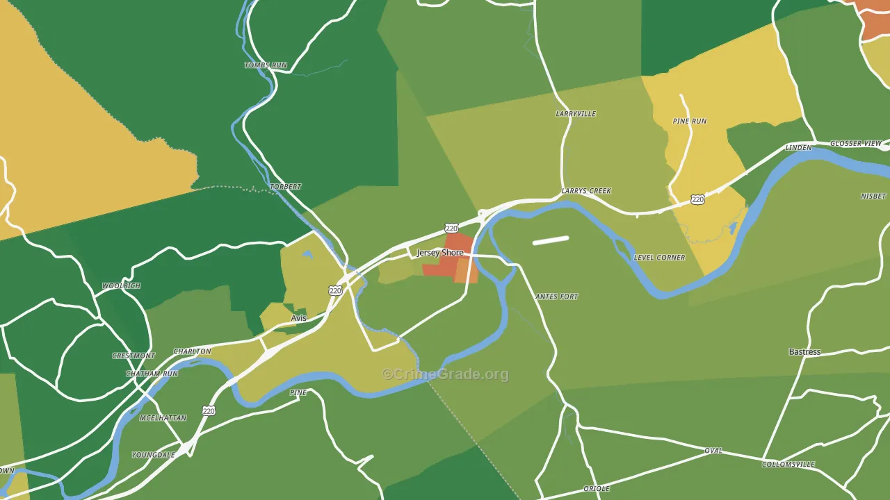Jersey Shore, PA Map of Drug-Related Crime Rates