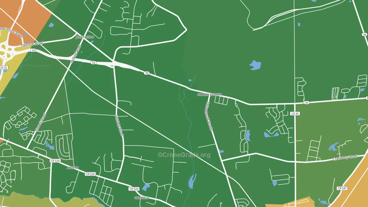 Jerseyville, NJ Map of Drug-Related Crime Rates