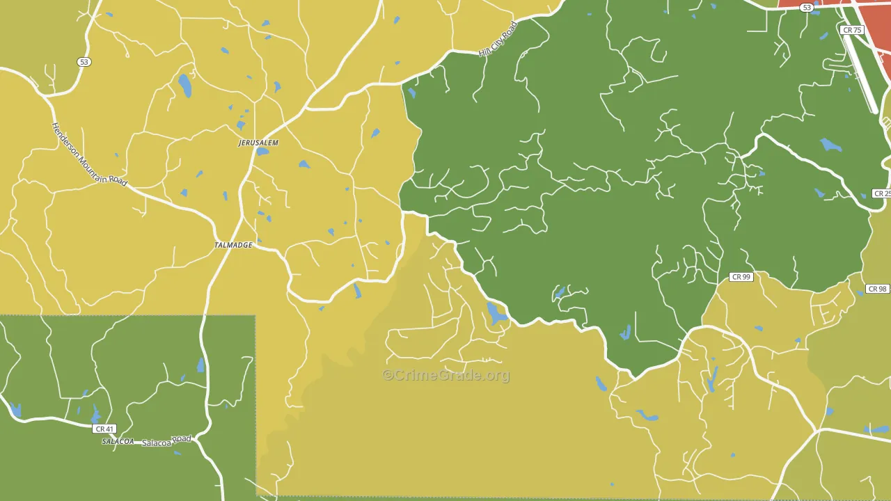 Jerusalem, GA Map of Drug-Related Crime Rates