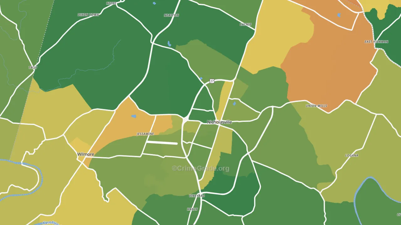Jessamine County, KY Map of Drug-Related Crime Rates