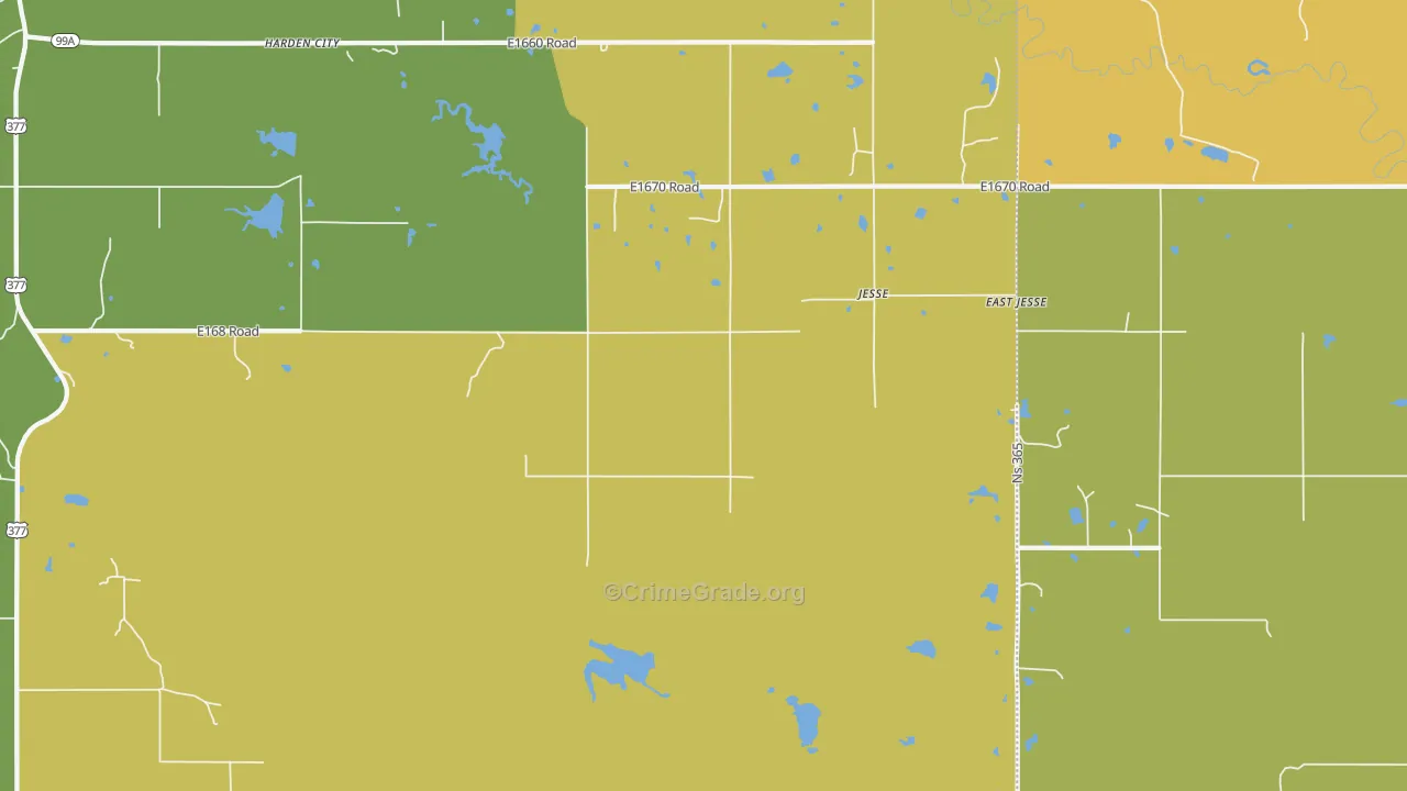 Jesse, OK Map of Drug-Related Crime Rates