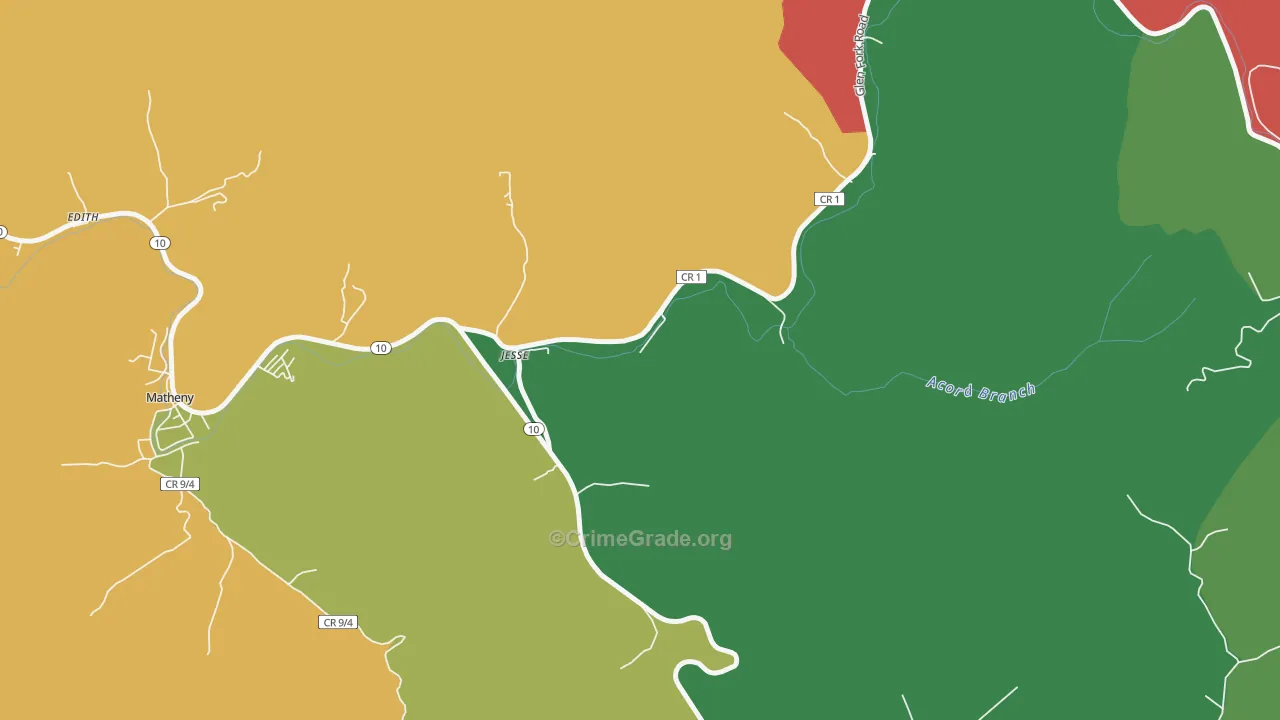 Jesse, WV Map of Drug-Related Crime Rates
