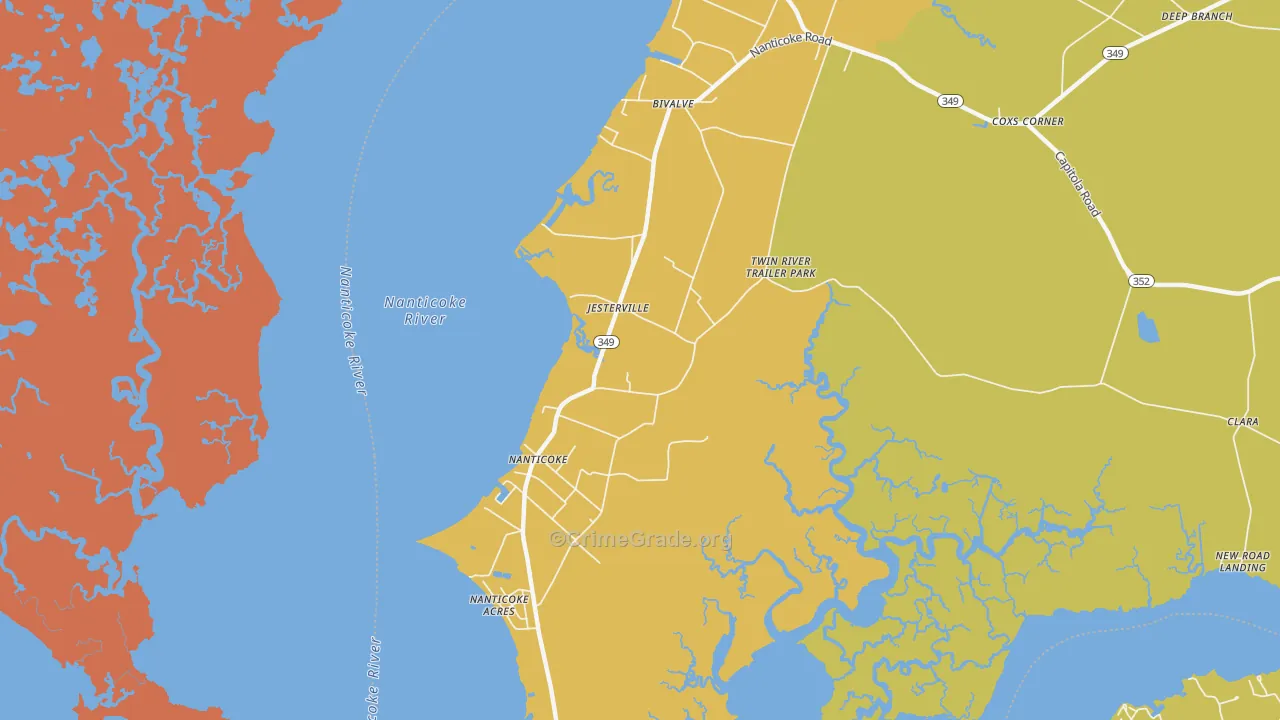 Jesterville, MD Map of Drug-Related Crime Rates