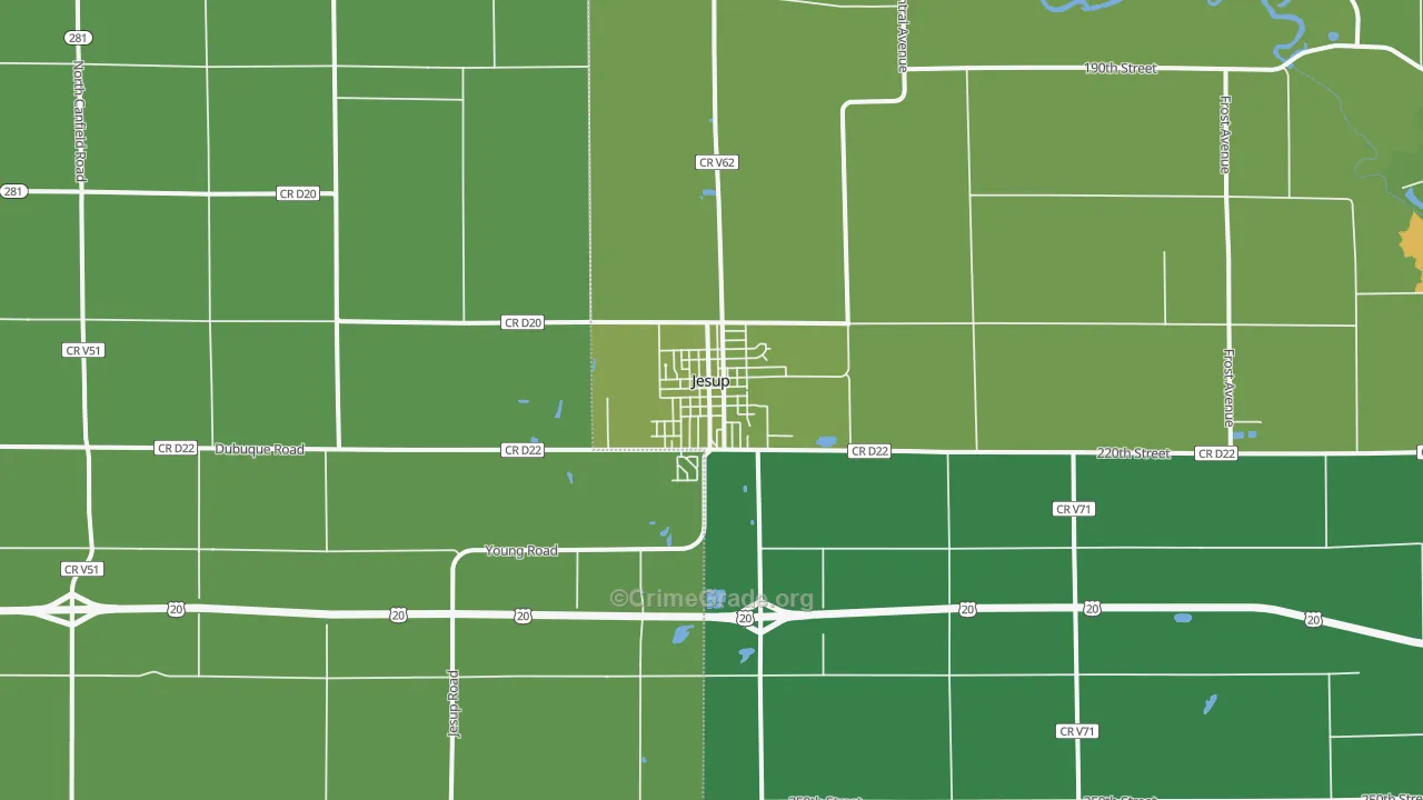Jesup, IA Map of Drug-Related Crime Rates