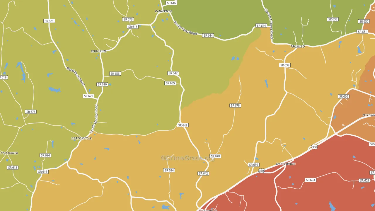 Jetersville, VA Map of Drug-Related Crime Rates