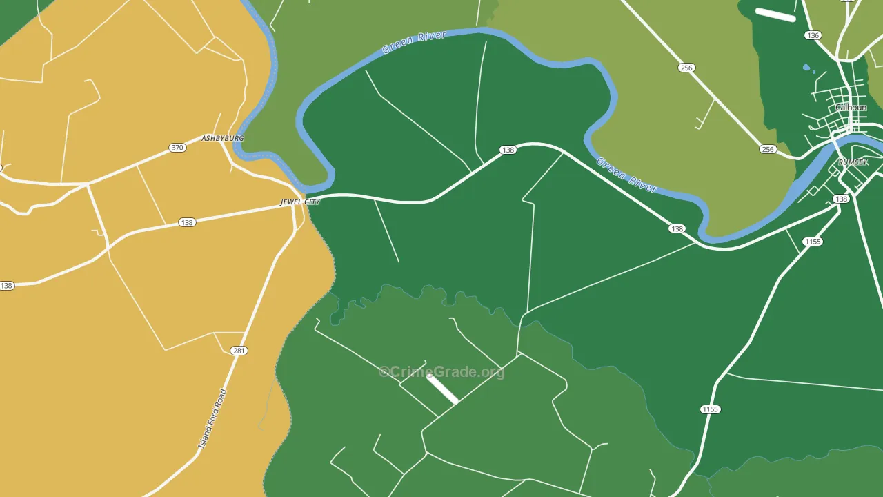 Jewel City, KY Map of Drug-Related Crime Rates