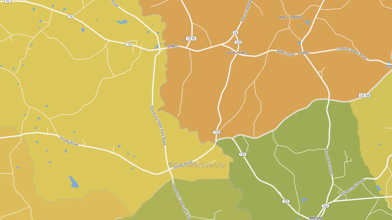 Jewell, GA Map of Drug-Related Crime Rates