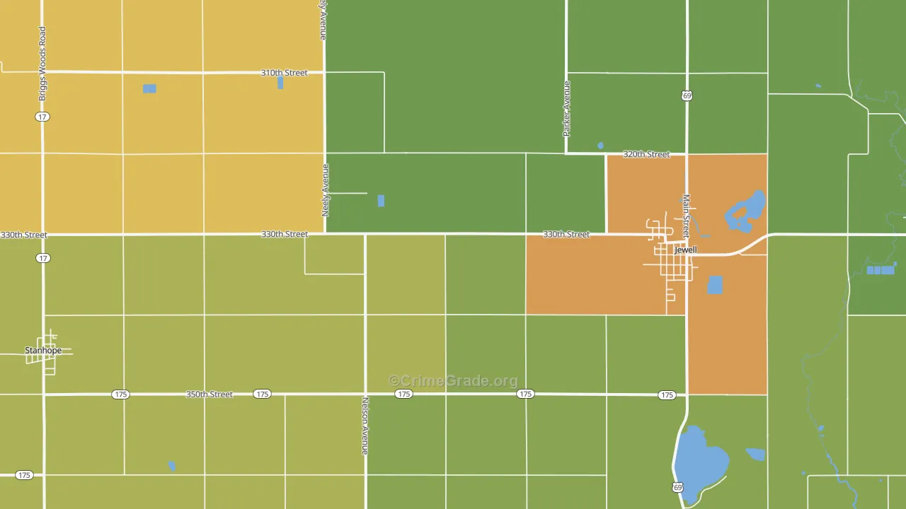 Jewell, IA Map of Drug-Related Crime Rates