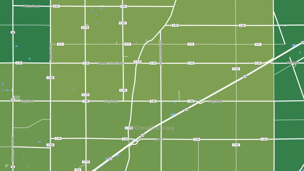 Jewell, OH Map of Drug-Related Crime Rates