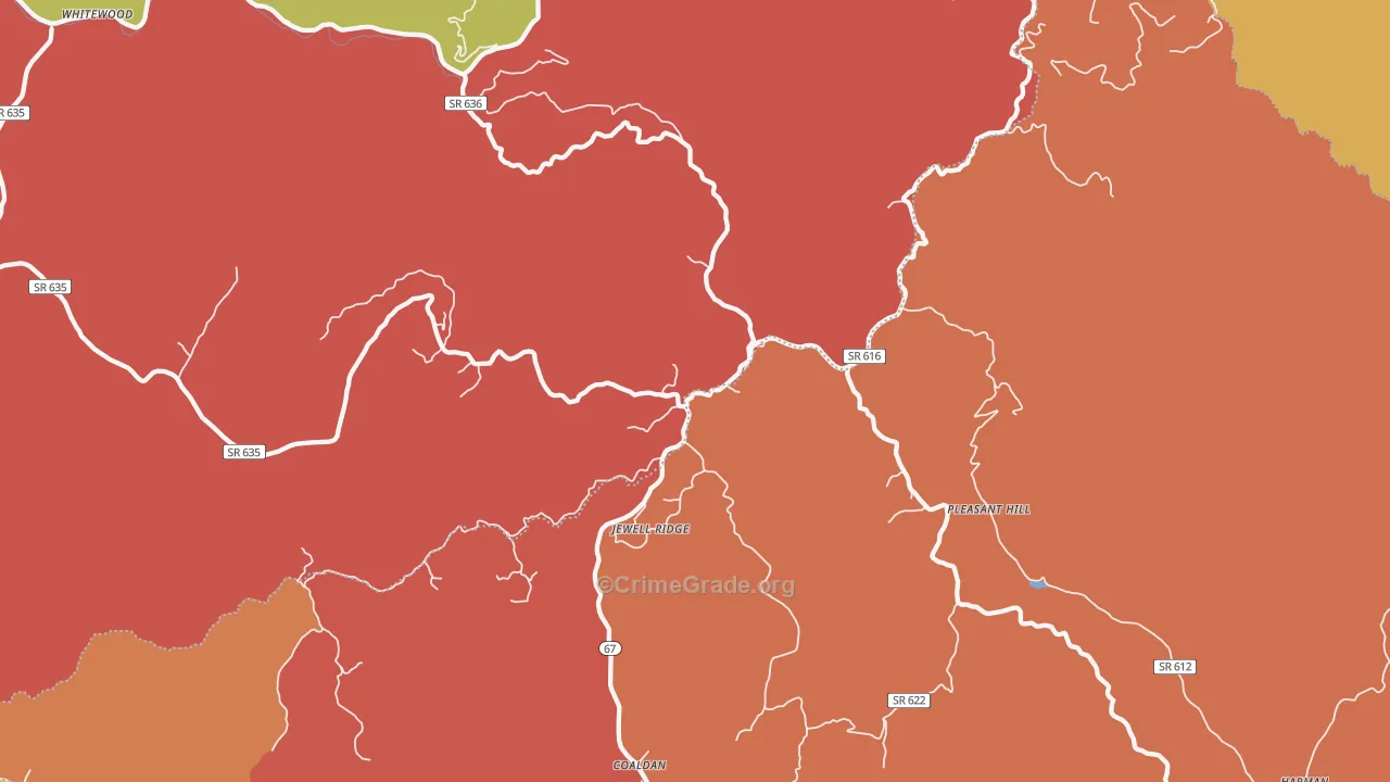 Jewell Ridge, VA Map of Drug-Related Crime Rates