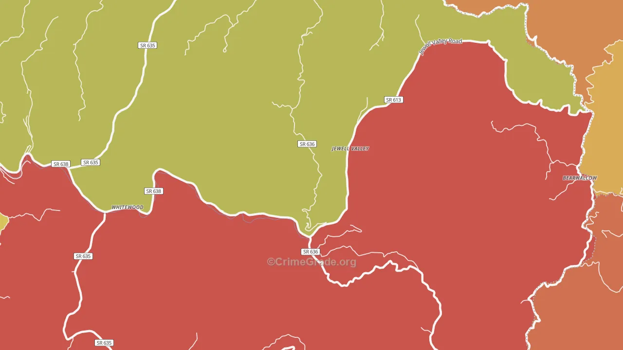 Jewell Valley, VA Map of Drug-Related Crime Rates