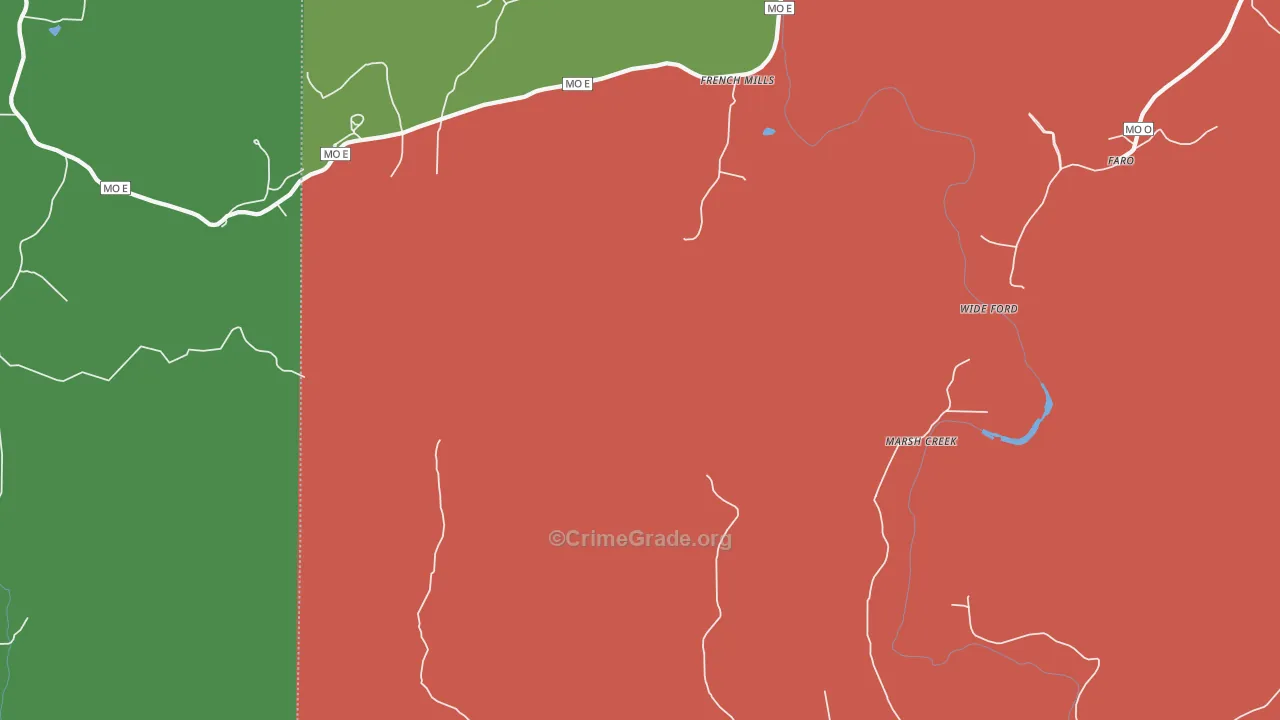 Jewett, MO Map of Drug-Related Crime Rates