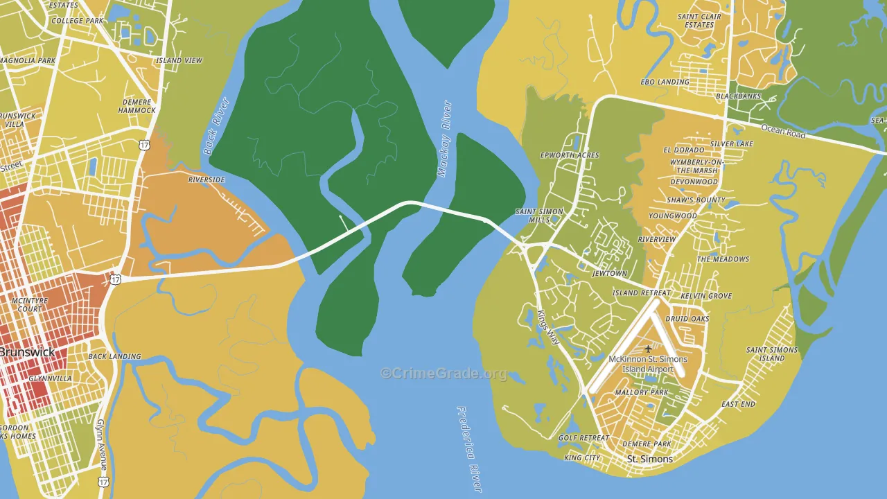 Jewtown, GA Map of Drug-Related Crime Rates