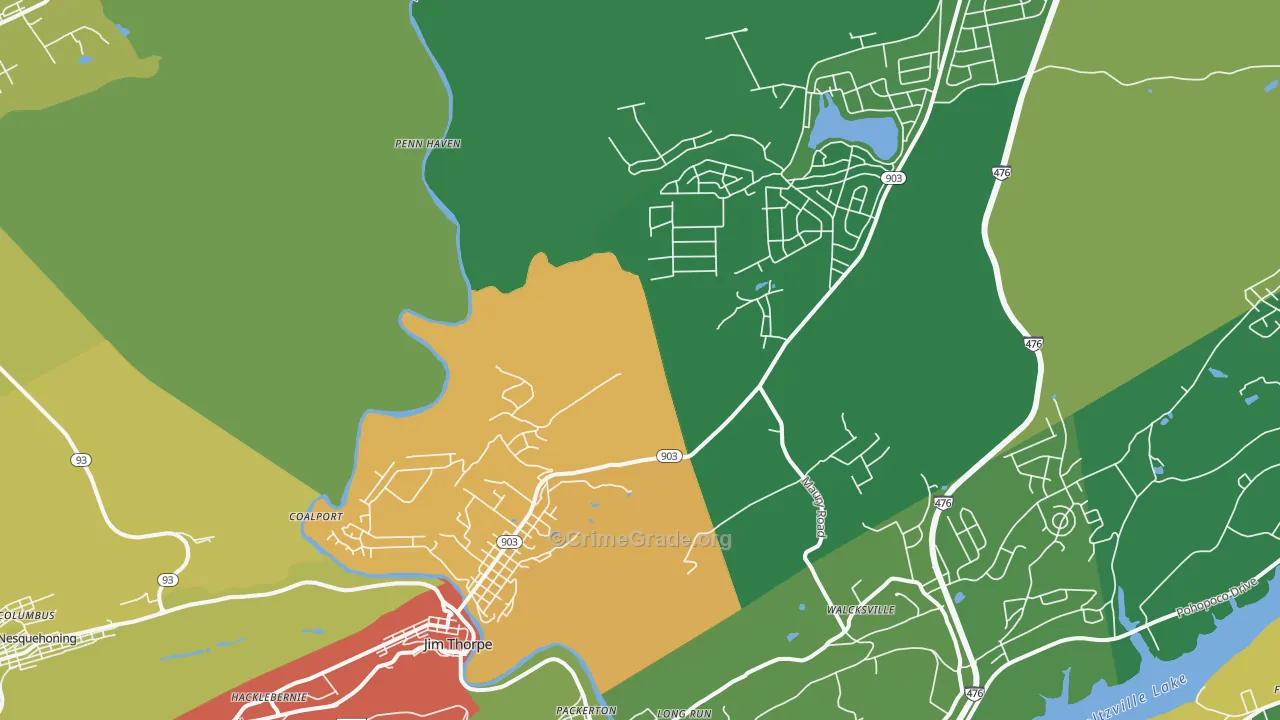 Jim Thorpe, PA Map of Drug-Related Crime Rates