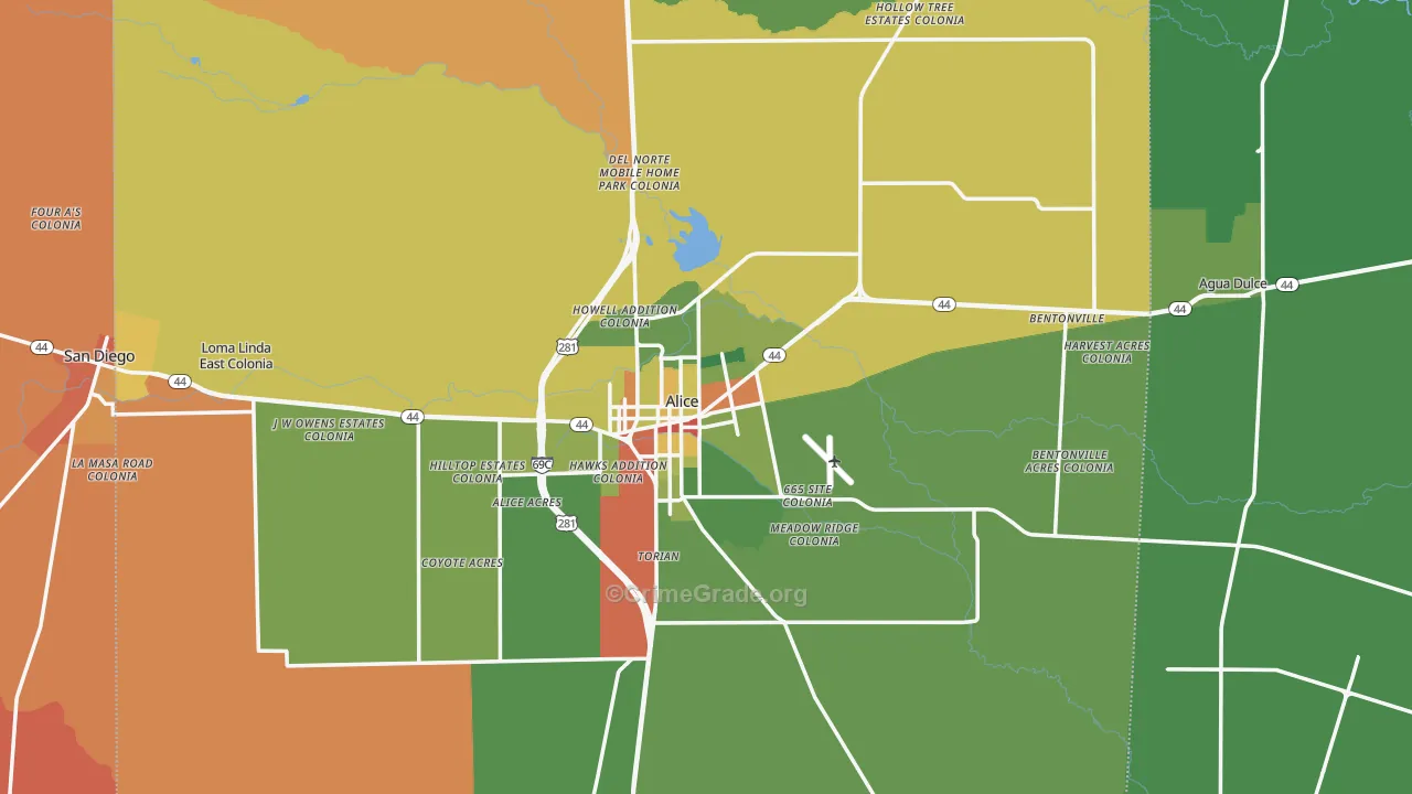 Jim Wells County, TX Map of Drug-Related Crime Rates