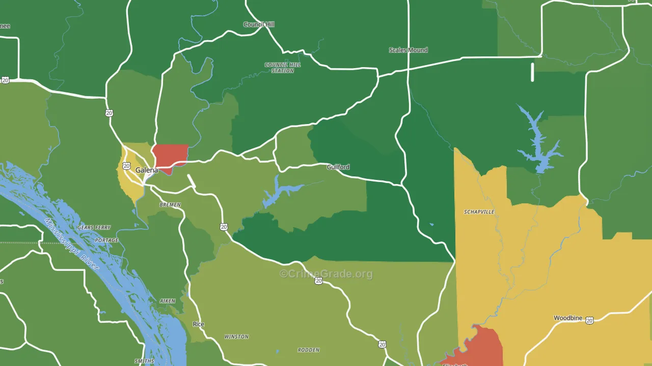 Jo Daviess County, IL Map of Drug-Related Crime Rates