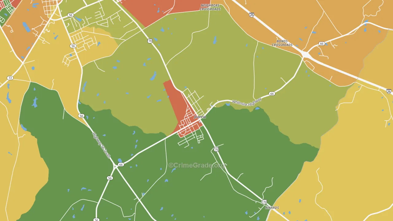 Joanna, SC Map of Drug-Related Crime Rates