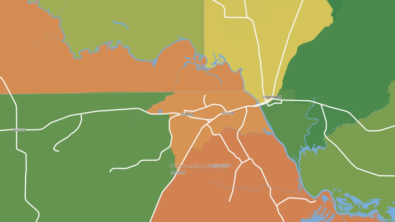 Joaquin, TX Map of Drug-Related Crime Rates