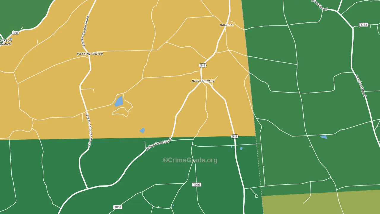 Jobs Corners, PA Map of Drug-Related Crime Rates
