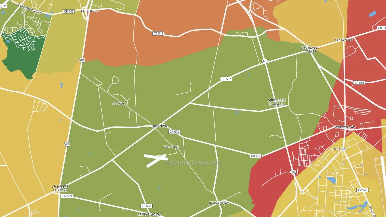 Jobstown, NJ Map of Drug-Related Crime Rates