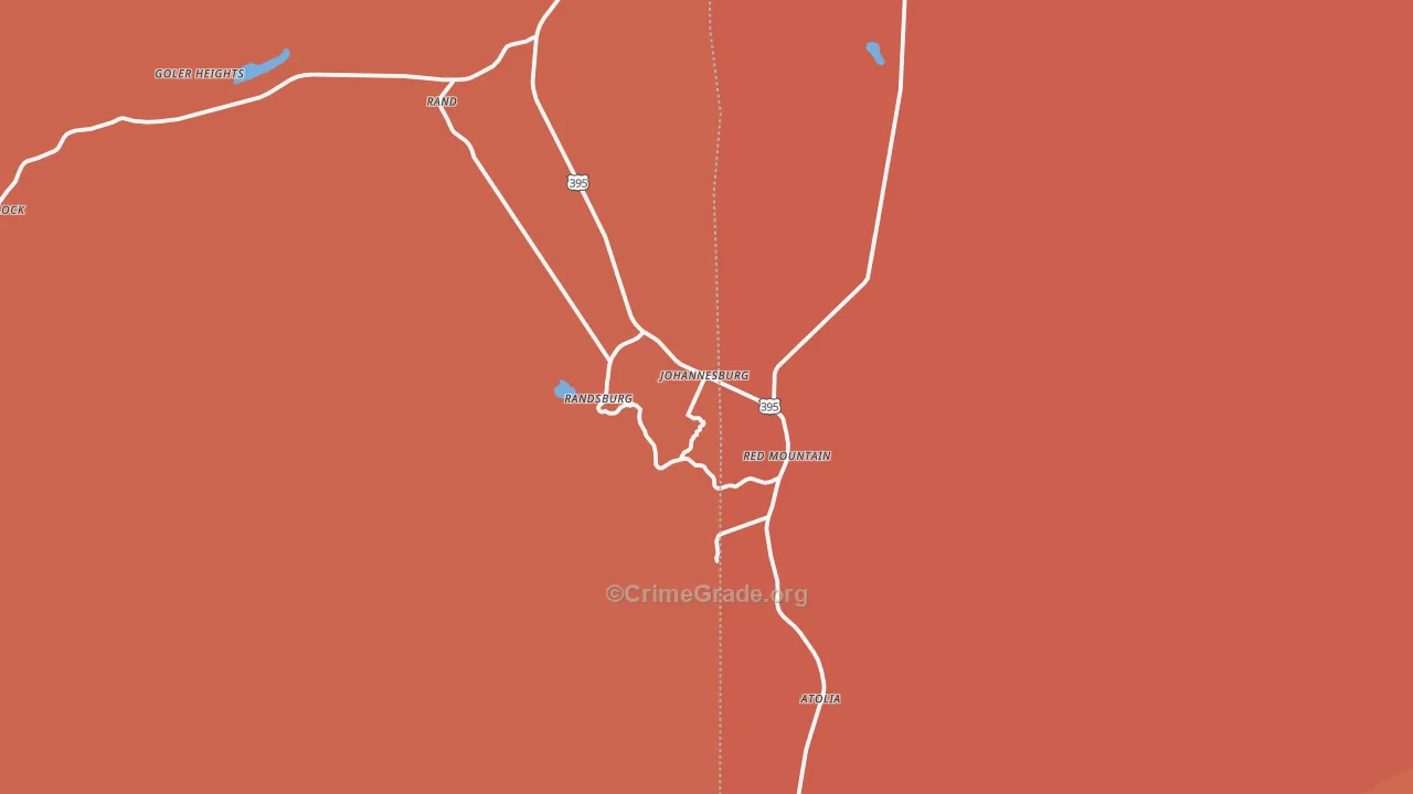 Johannesburg, CA Map of Drug-Related Crime Rates