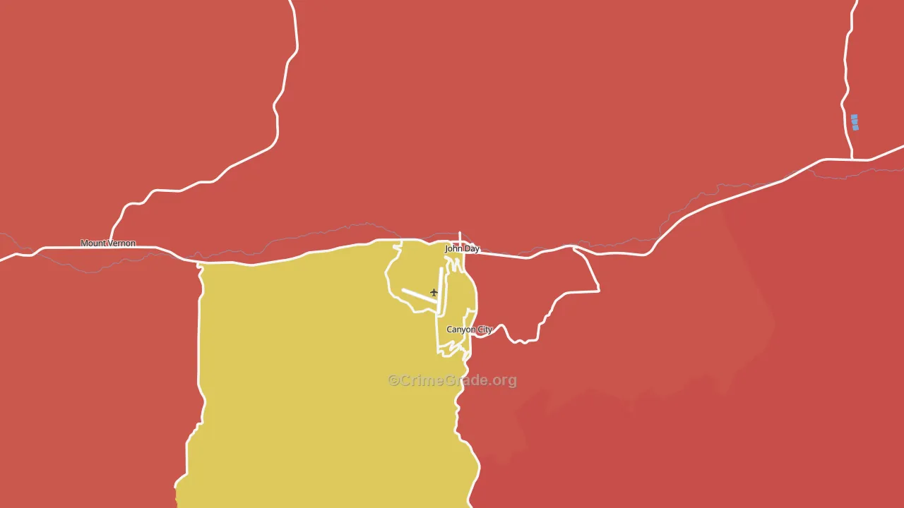 John Day, OR Map of Drug-Related Crime Rates