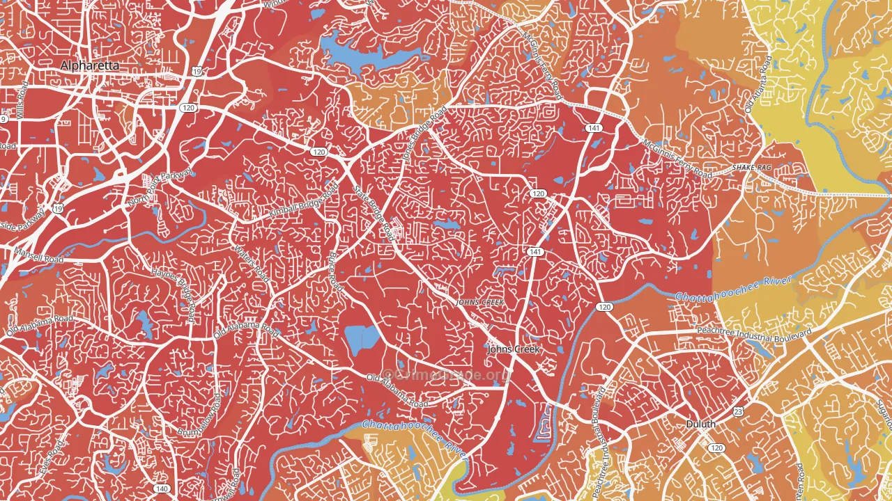 Johns Creek, GA Map of Drug-Related Crime Rates