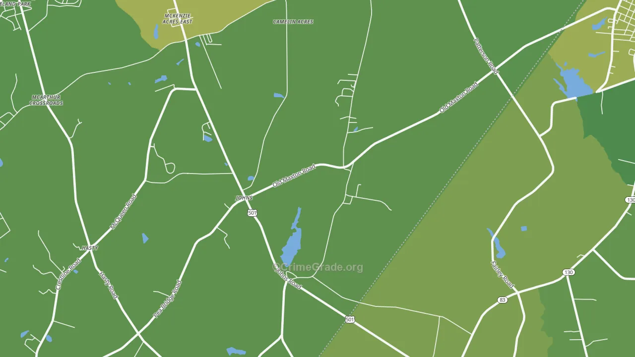 Johns, NC Map of Drug-Related Crime Rates