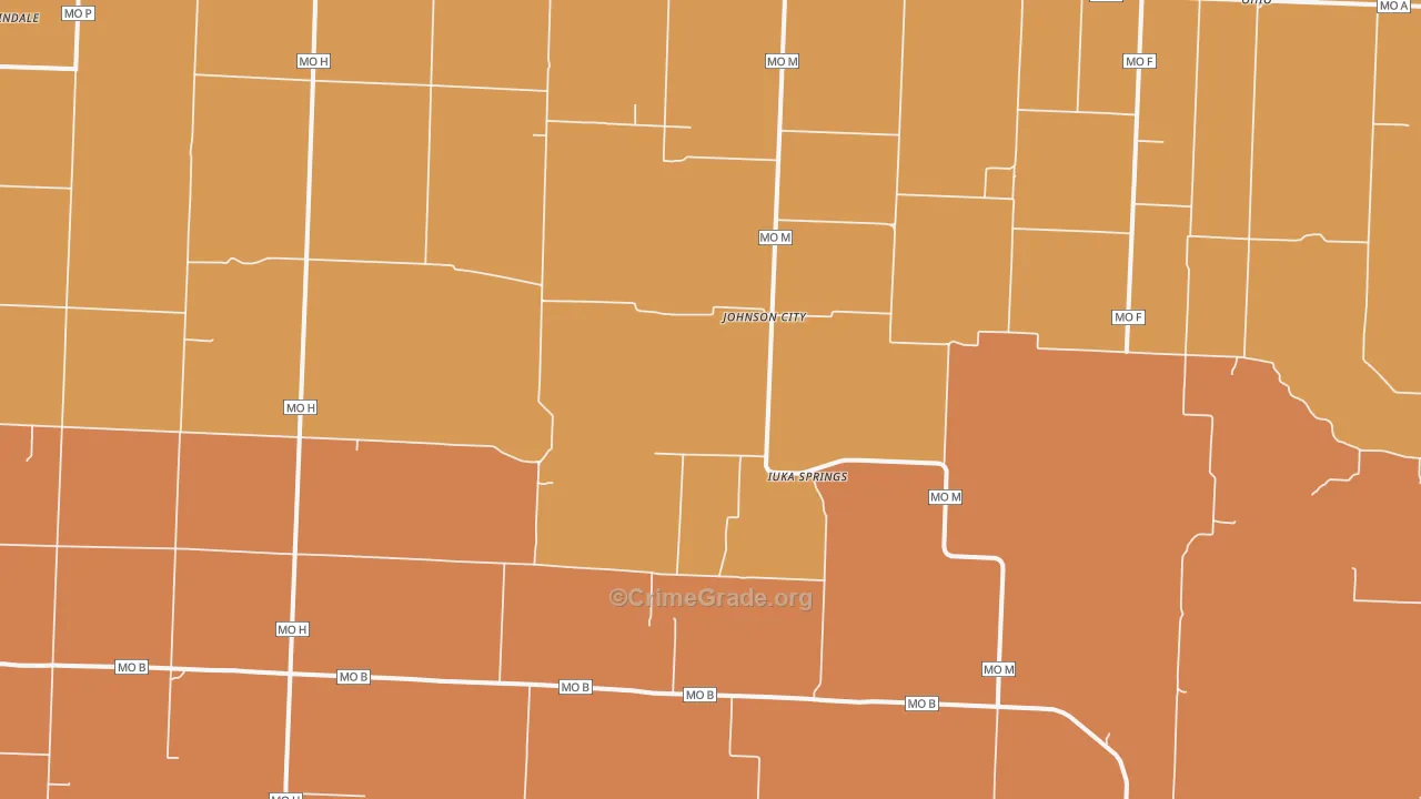 Johnson City, MO Map of Drug-Related Crime Rates