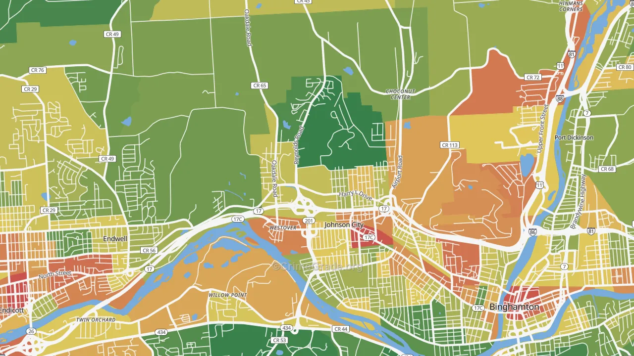 Johnson City, NY Map of Drug-Related Crime Rates