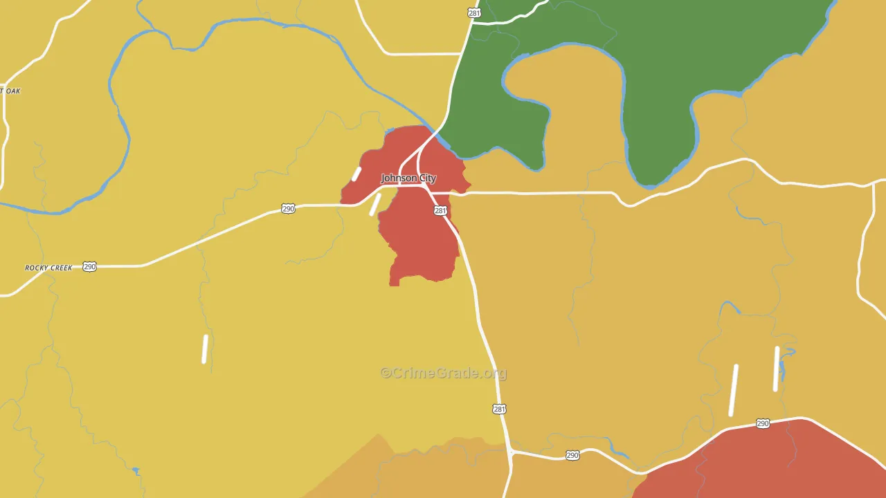Johnson City, TX Map of Drug-Related Crime Rates