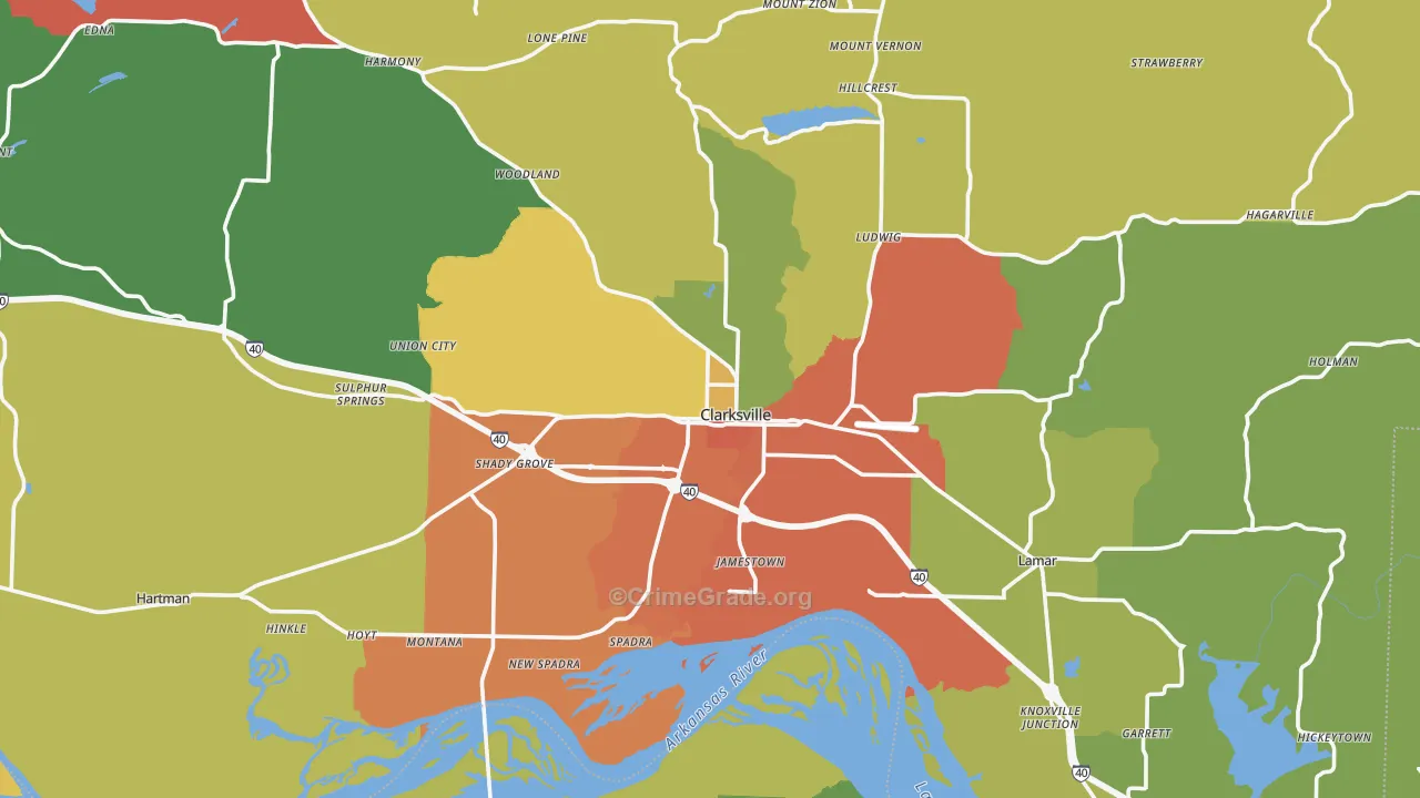 Johnson County, AR Map of Drug-Related Crime Rates