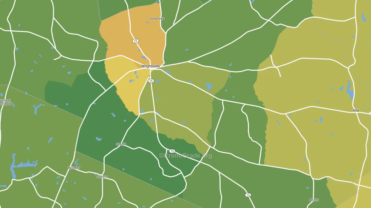 Johnson County, GA Map of Drug-Related Crime Rates