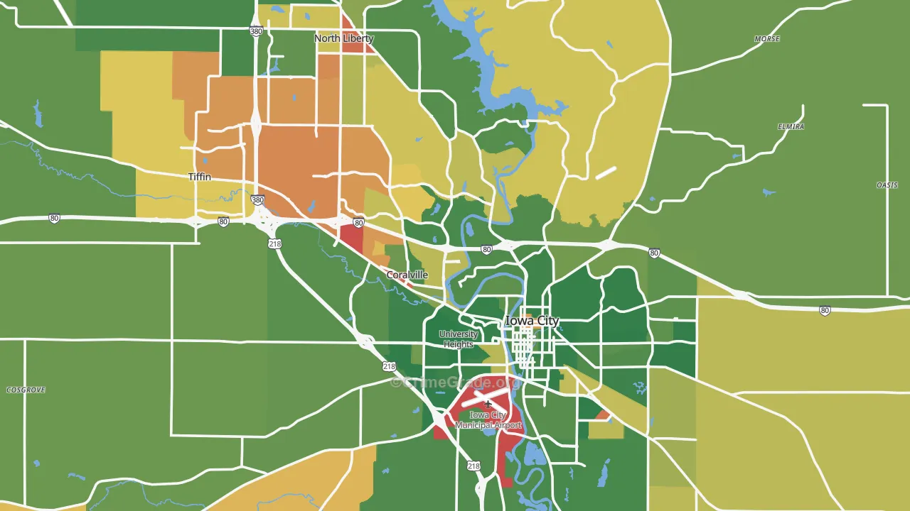 Johnson County, IA Map of Drug-Related Crime Rates
