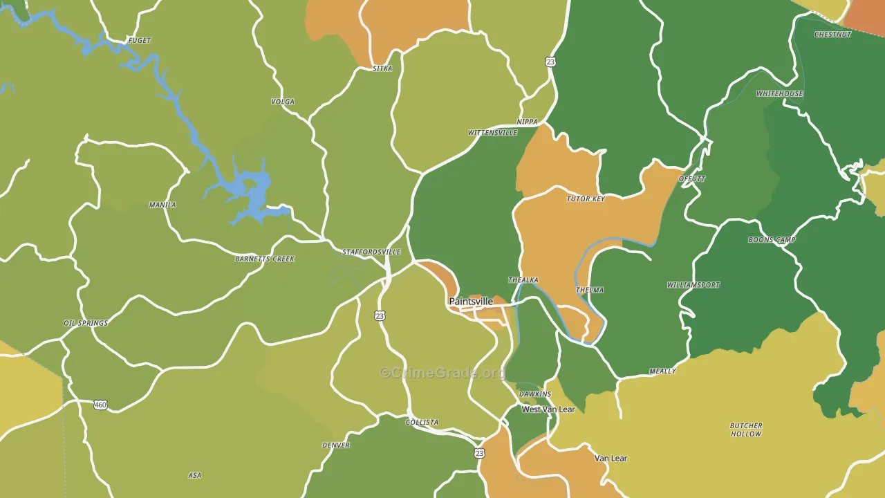 Johnson County, KY Map of Drug-Related Crime Rates