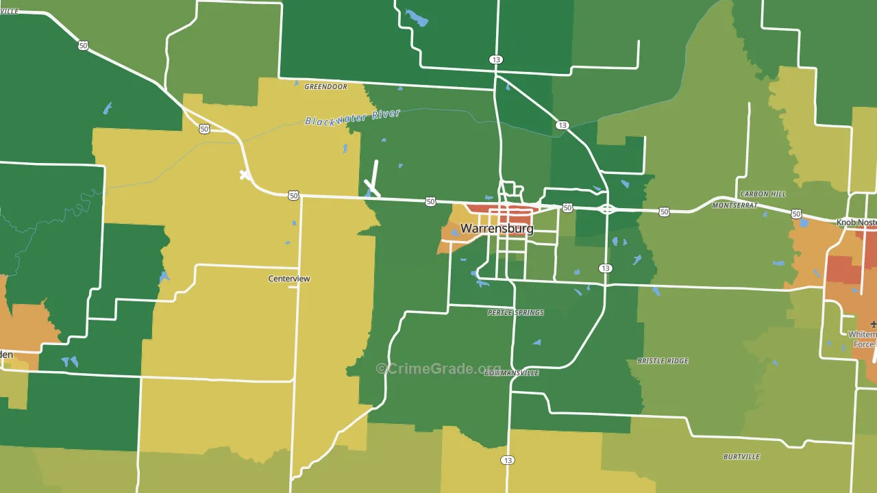 Johnson County, MO Map of Drug-Related Crime Rates