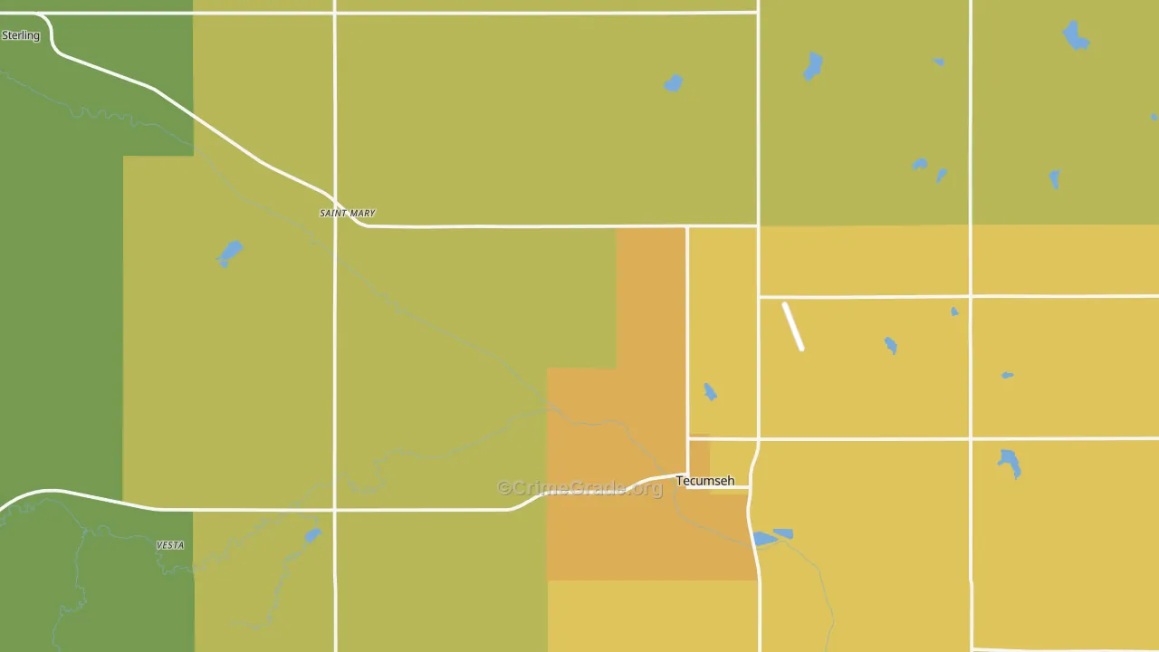 Johnson County, NE Map of Drug-Related Crime Rates