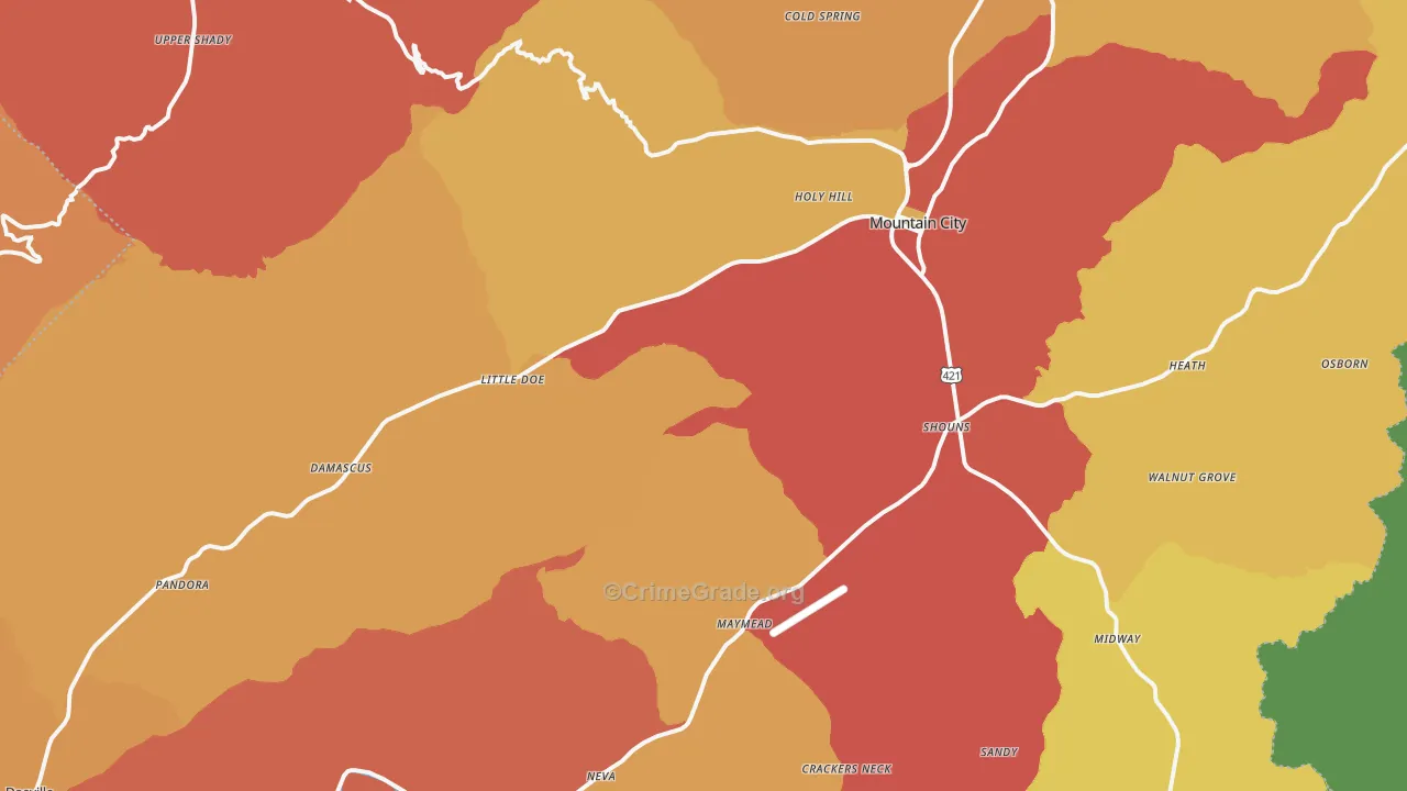 Johnson County, TN Map of Drug-Related Crime Rates