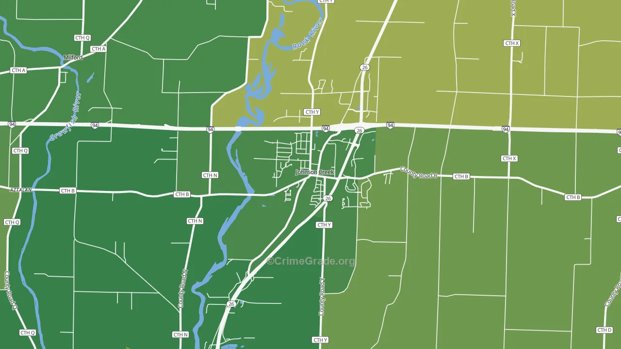 Johnson Creek, WI Map of Drug-Related Crime Rates