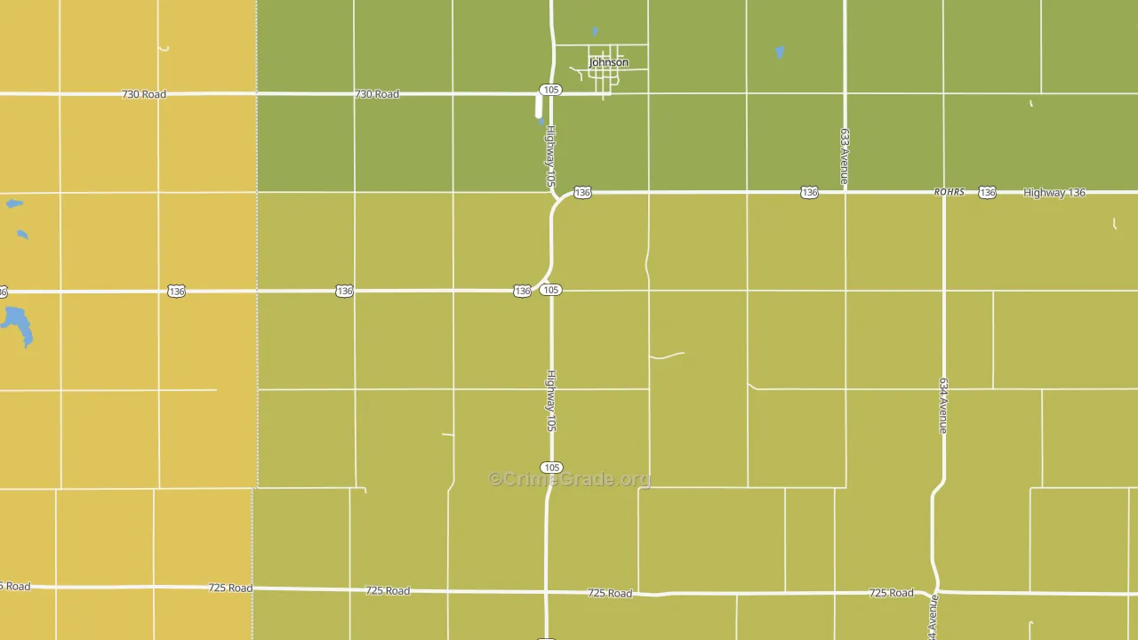 Johnson, NE Map of Drug-Related Crime Rates