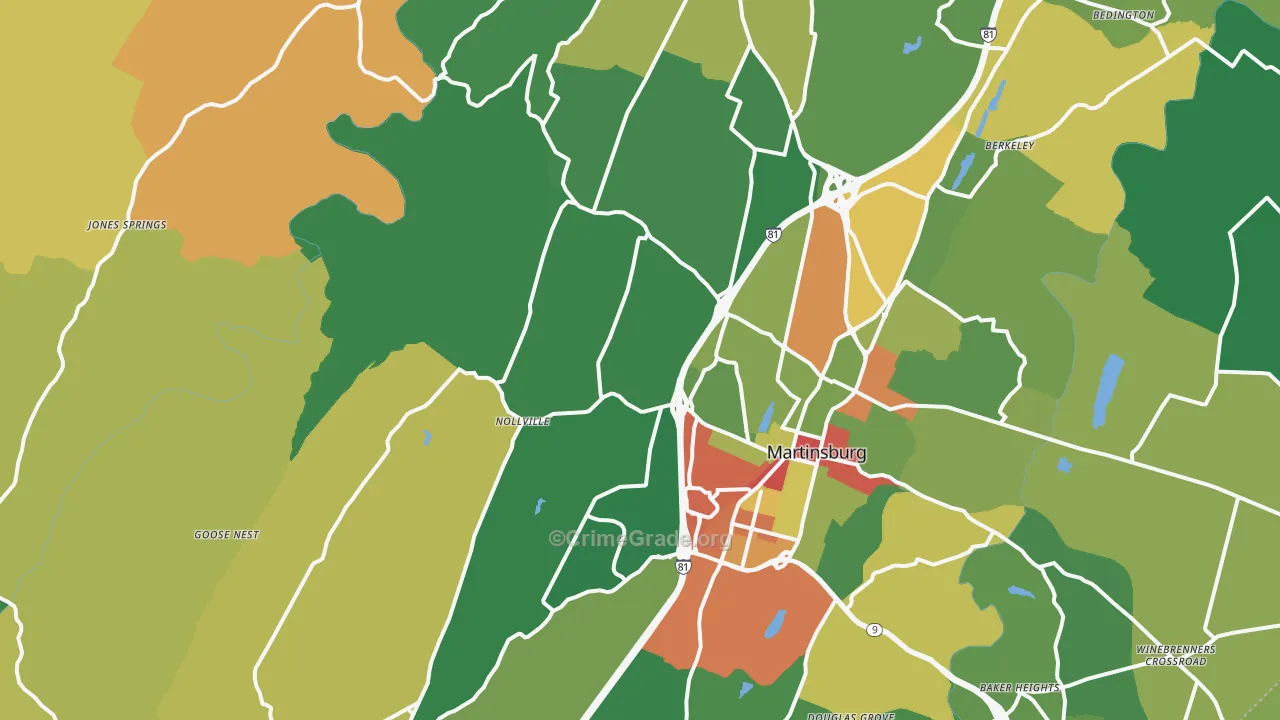 Johnsontown, WV Map of Drug-Related Crime Rates