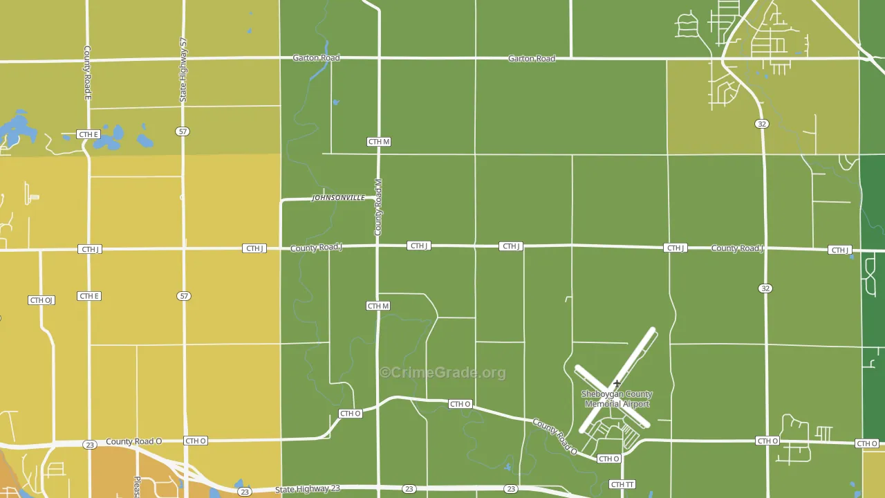 Johnsonville, WI Map of Drug-Related Crime Rates
