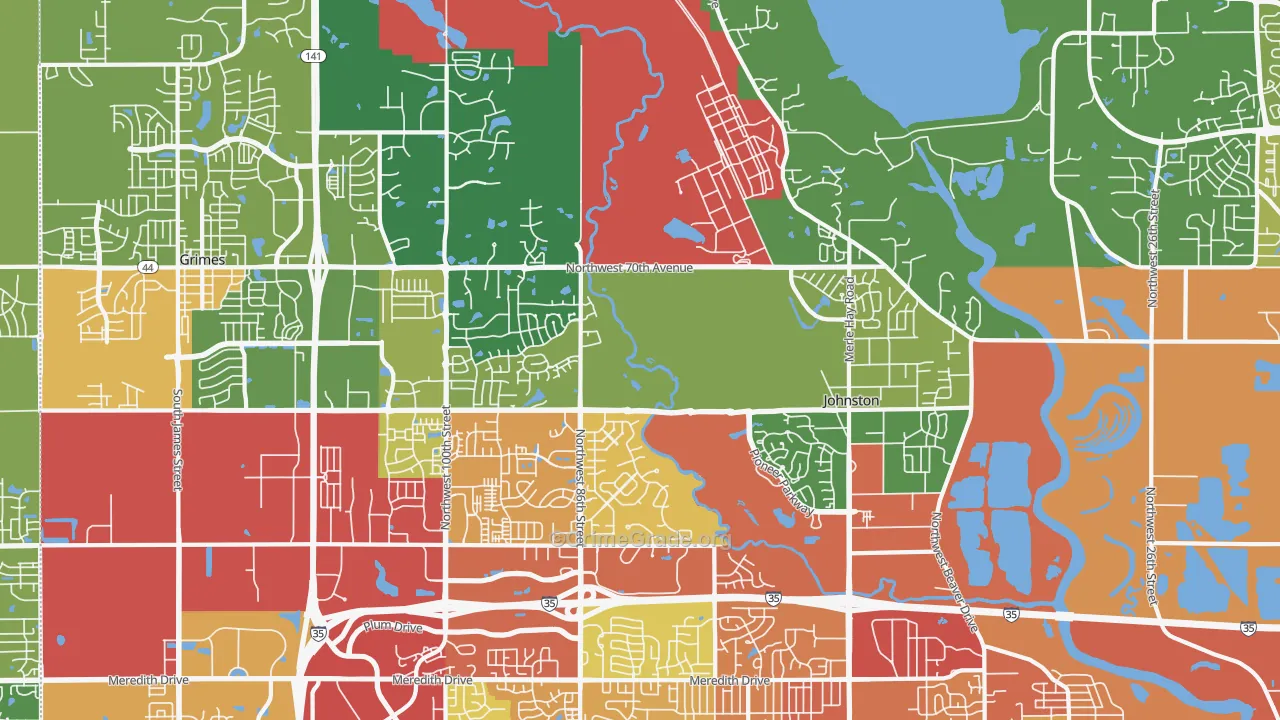 Johnston, IA Map of Drug-Related Crime Rates