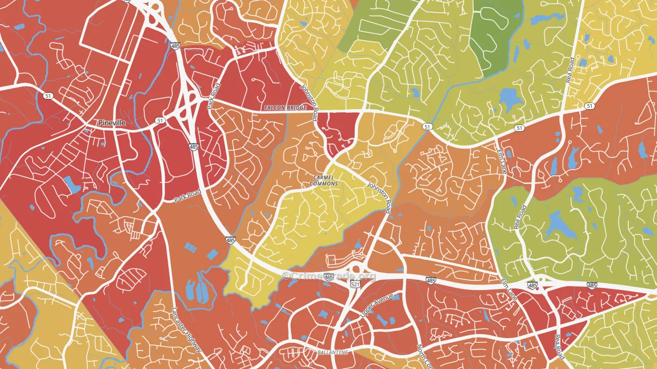 Johnston-McAlpine, Charlotte, NC Map of Drug-Related Crime Rates