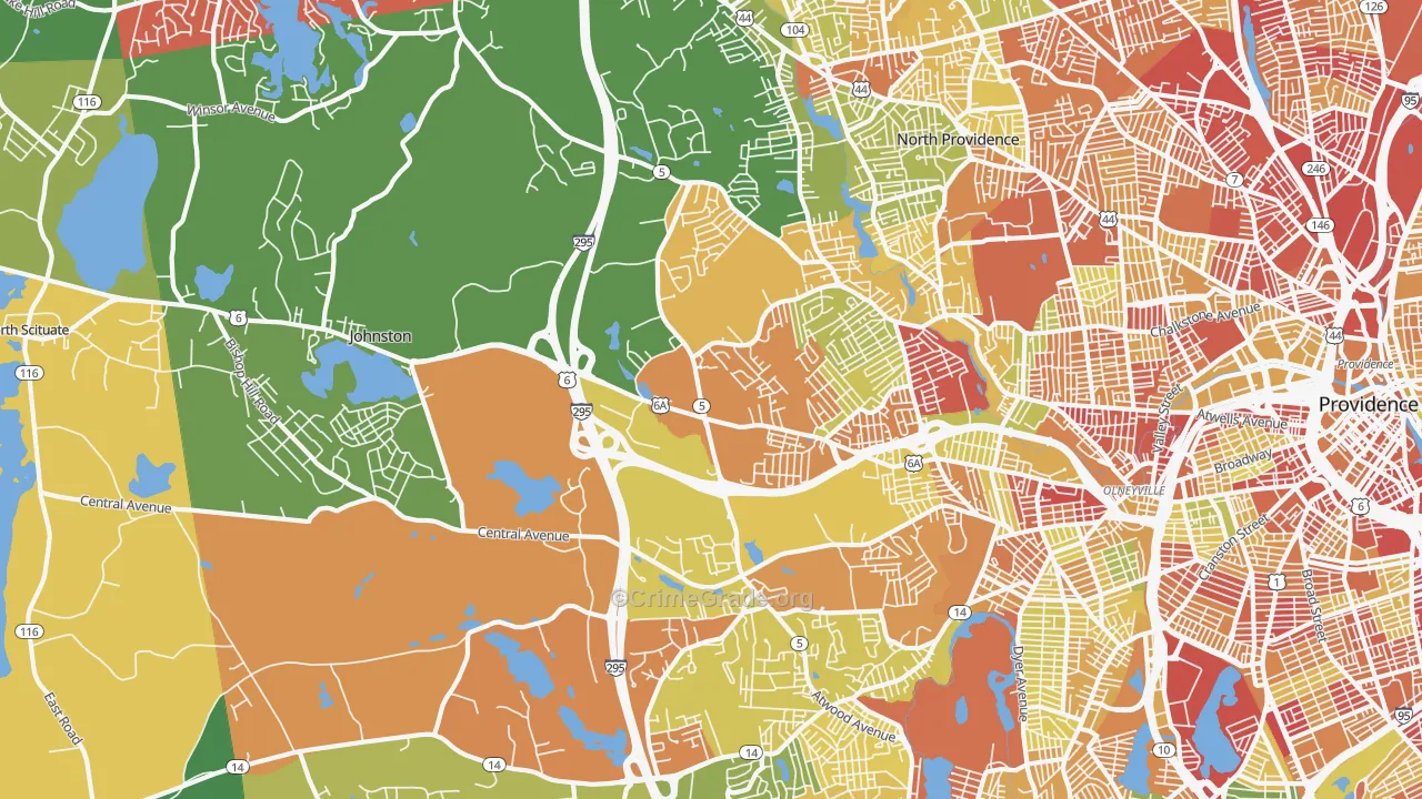 Johnston, RI Map of Drug-Related Crime Rates