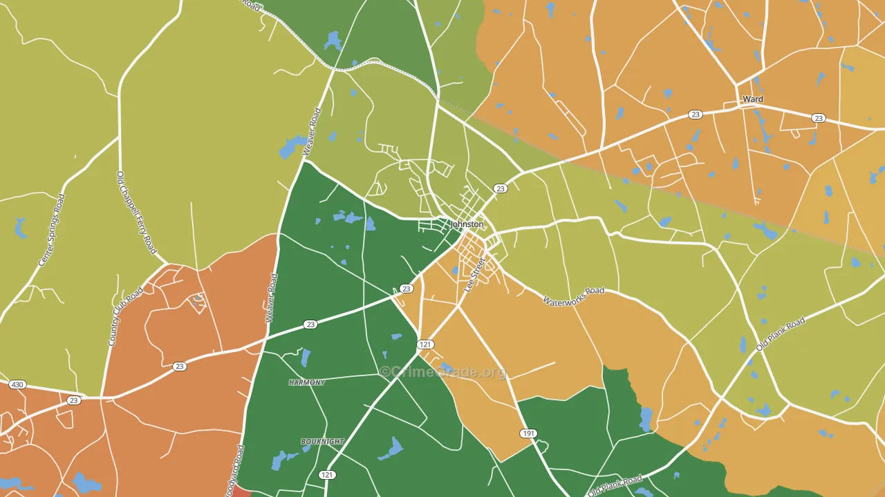 Johnston, SC Map of Drug-Related Crime Rates