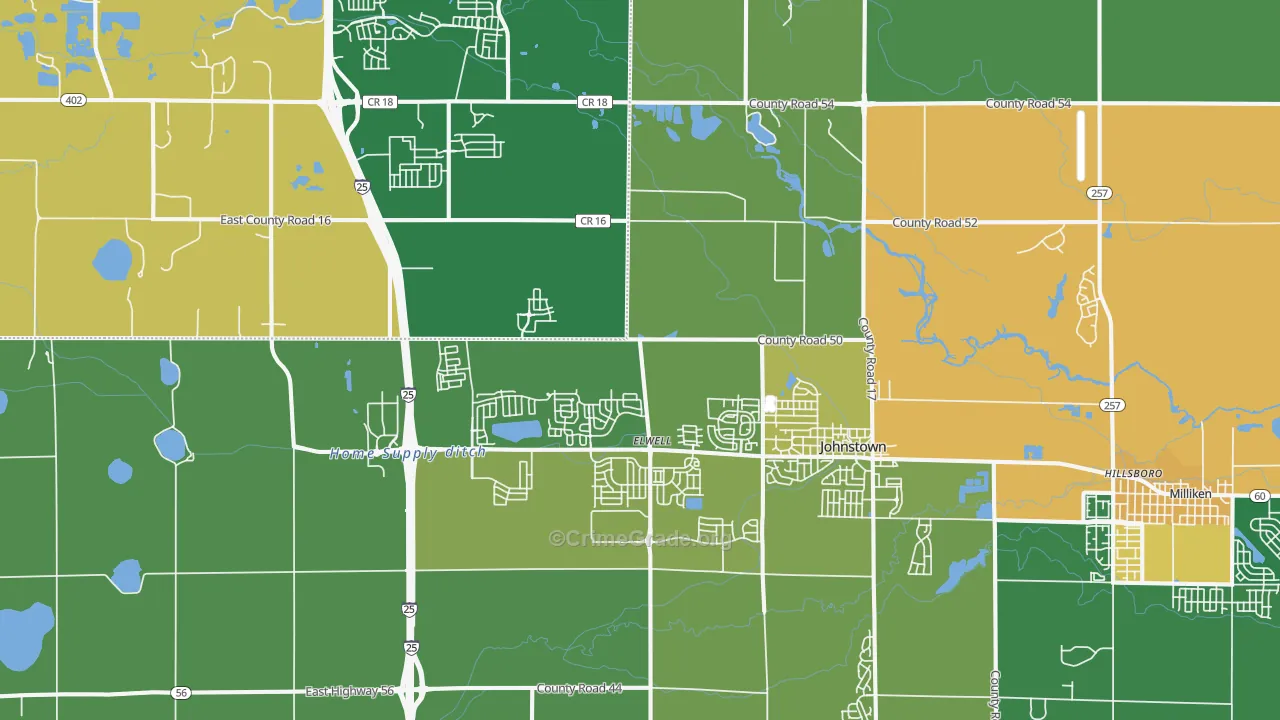 Johnstown, CO Map of Drug-Related Crime Rates