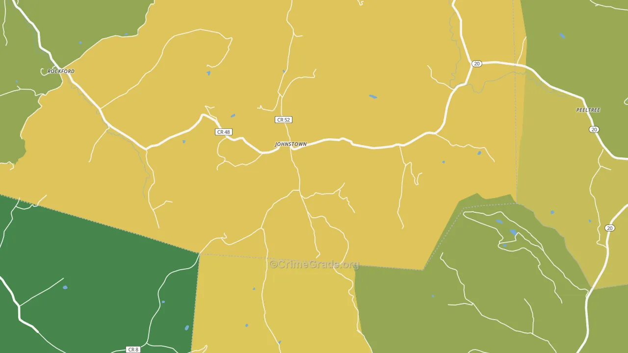 Johnstown, WV Map of Drug-Related Crime Rates