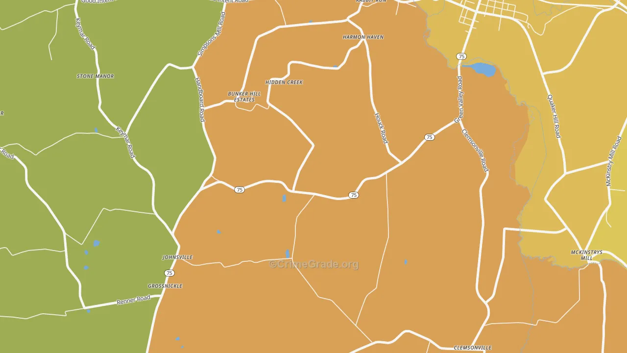Johnsville, MD Map of Drug-Related Crime Rates